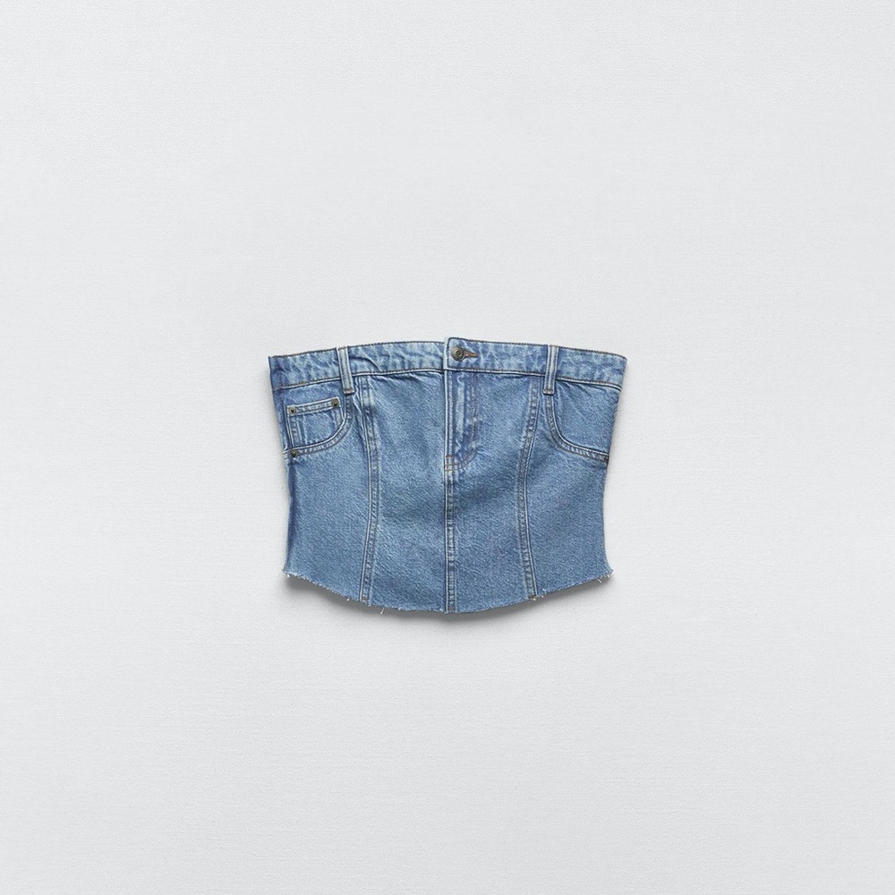 Zara Denim Bustier Top
